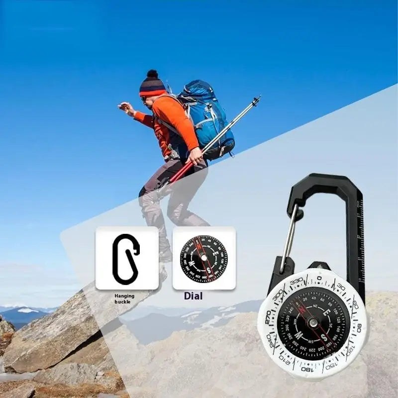 Luminous Compass Keychain Carabiner Portable ABS Material Directional Qme