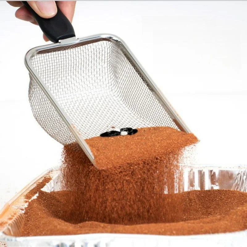 Small hole large artifact with a leaking spoon, pet product plastic handle, cat litter shovel, artifact stainless steel shovel Qme