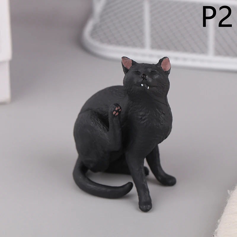 Mini Pet Cat Model Ornament Solid Simulation Animal Lying Orange Qme 2