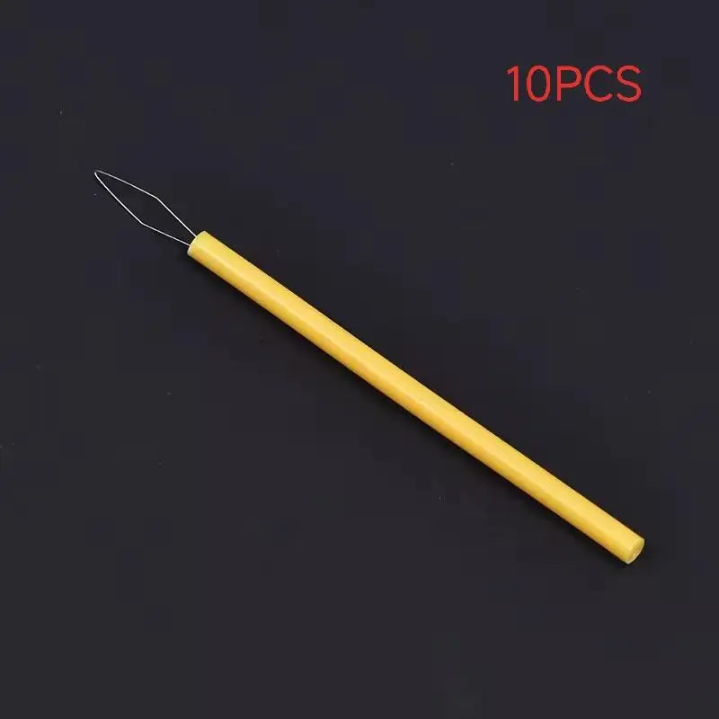 Leader Beader Threading Needle Sewing Tools Cylindrical Colorful Qme Yellow 10pcs