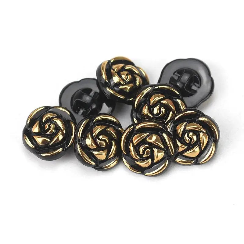 Pcs Durable Acrylic Buttons in Rose Design for Clothing Crafting Qme Black