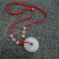 2024 Buddhist White Jade Hand Woven Pendant Necklace Lotus Guanyin Buddha Long Life Lock Pendant Lucky Religious Necklace Qme Ping An buckle 45-65CM WHITE