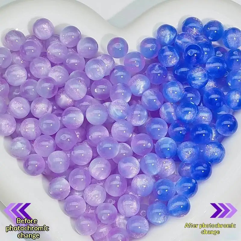 UV Reactive Cat Eye Resin Round Beads Shift Spacer DIY Handmade