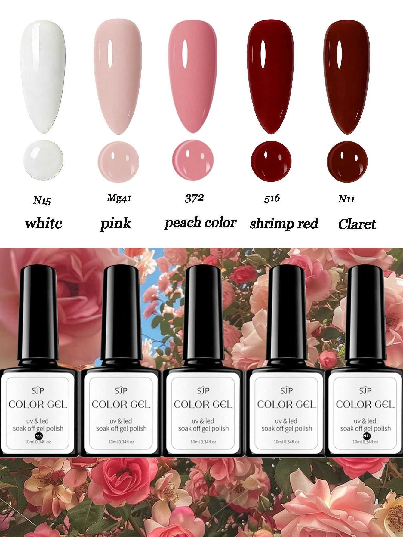 1 5-piece Pink Nail Polish Semi-permanent UV Gel DIY Spring Summer Art Qme