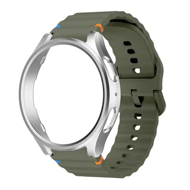 Case+Strap for Samsung Galaxy Watch 7 40mm 44mm Sport Silicone Band Bracelet PC Case Protector Cover Bumper for Galaxy Watch 7 6 Qme AGrS Galaxy Watch 7 40mm