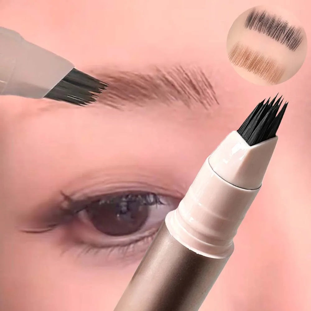Multi-fork Brush Eyebrow Pen Waterproof Long Lasting 4D Liquid Tattoo Brow Natural Look Hairline Filler Quick-drying Makeup Qme