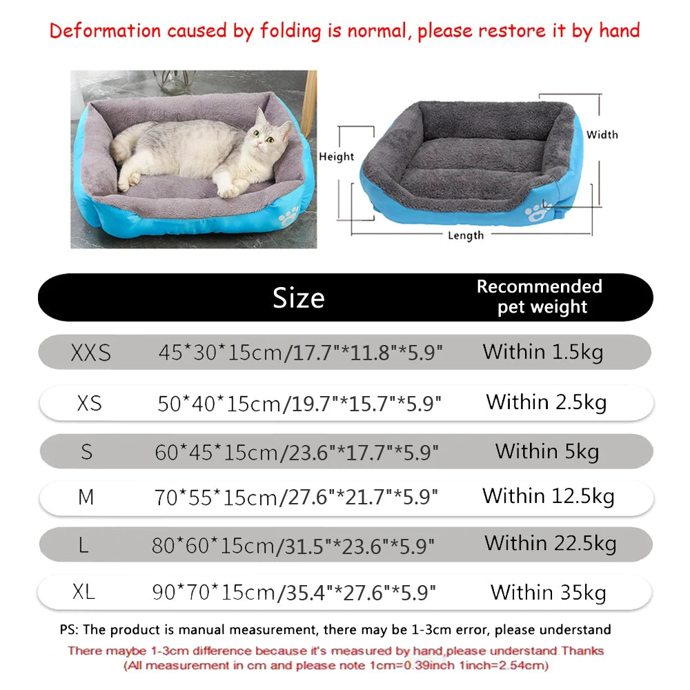 Soft Square Large Dog Sofa Elastic Dog House Cushion Winter Warm Medium Dog Bed Washable Cat Kennel House Accessories Qme