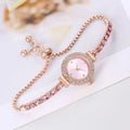 Relógio de quartzo analógico com pulseira requintada da moda feminina (sem caixa) Qme Pink