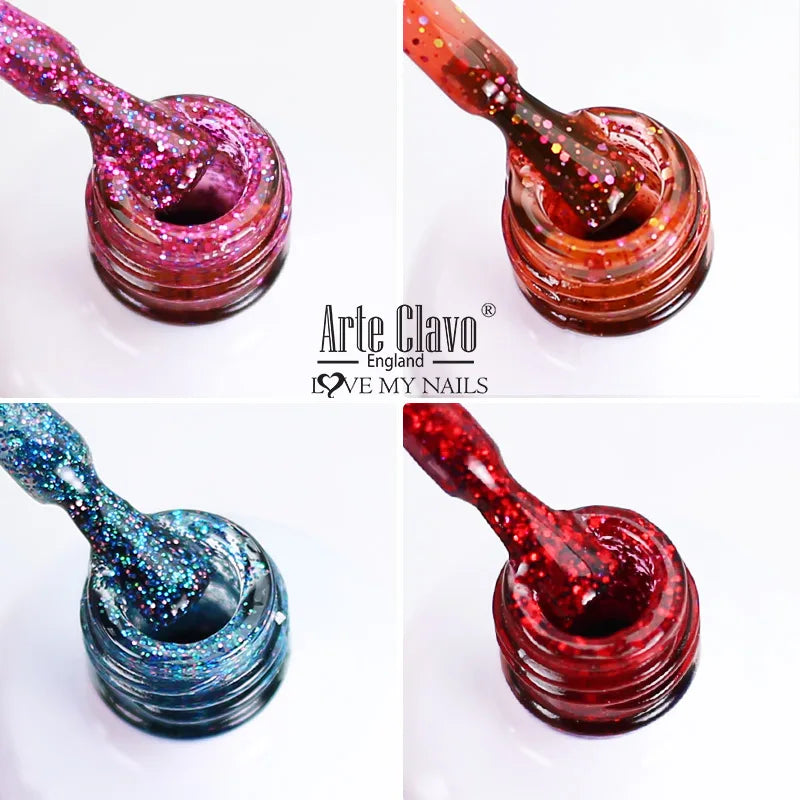 Arte Clavo 99Colors Gel Nail Polish Purple Glitter Sequins Manicure Qme