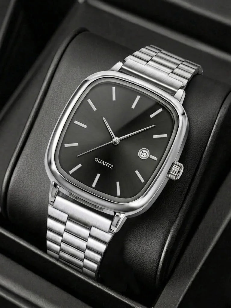 1PC Men's Male Quartz Wrist Watches Stainless Steel Minimalist Luxury Vintage Elegant Jewelry Y2K Party Dress Vacation Holiday F Qme