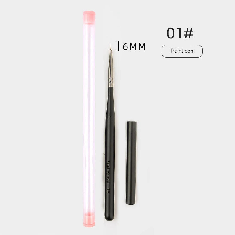 Wooden Handle Nail Drawing Brushes Manicure Lines Painting Gradient Qme A1