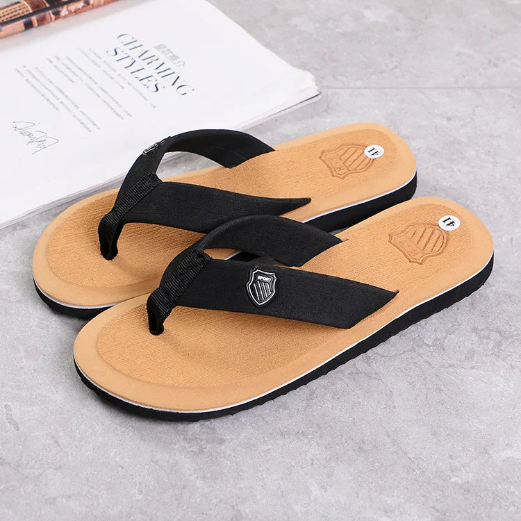 Casual Flip Flops For Men Slippers Beach Sandals Summer Non-Slip Flat Slides Men Slippers Indoor House Shoes Man Male Slipper Qme Yellow 40