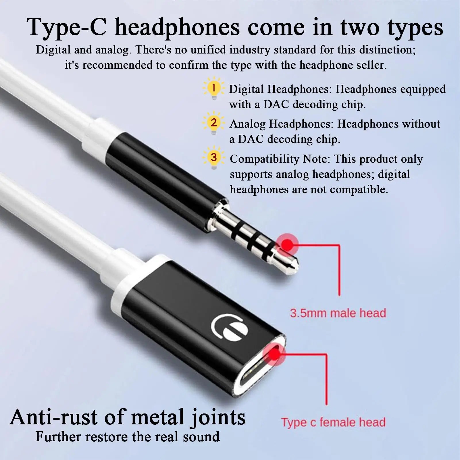 Male C Female Audio Cable Cord Round Head Adapter Headphone Stereo Qme