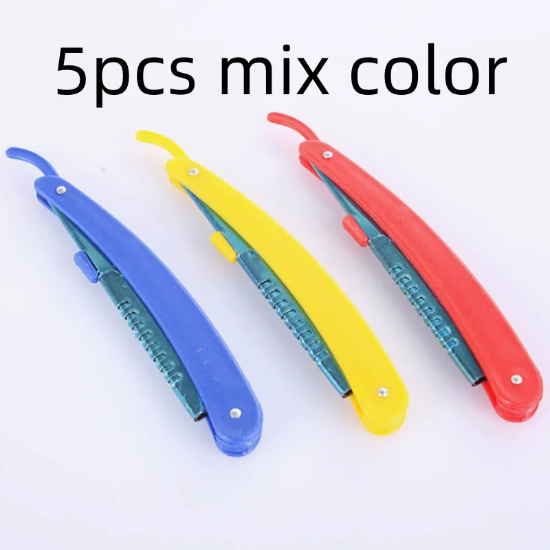 1/3/5/10pcs Professional Manual eyebrow trimmers Folding Hair Remover Stainless Steel Razor Eyebrows hair replaceable blades Qme 5pcs mix color