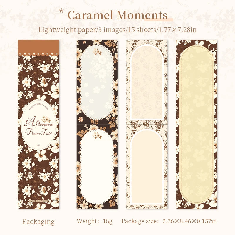 Pastoral Floral Long Sticky Notes,Tearable Afternoon Flower Field Memo Pads,Vintage Floral Background Paper for Journal Collage Qme B