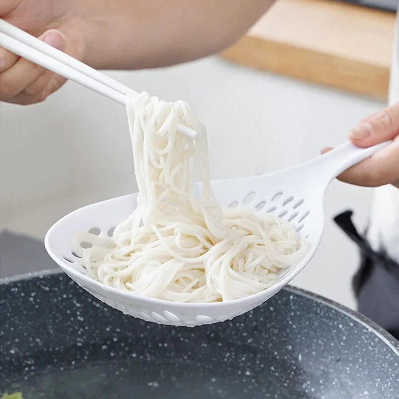 Strainer Scoop Colander Slotted Pasta Spoon Plastic Skimmer Handle Qme