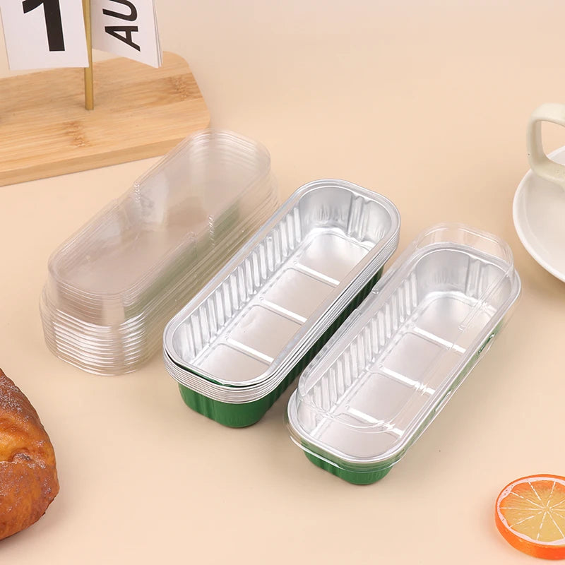 Mini Loaf Baking Pans Lids Rectangle Aluminum Foil Box Cake Pan Qme Green