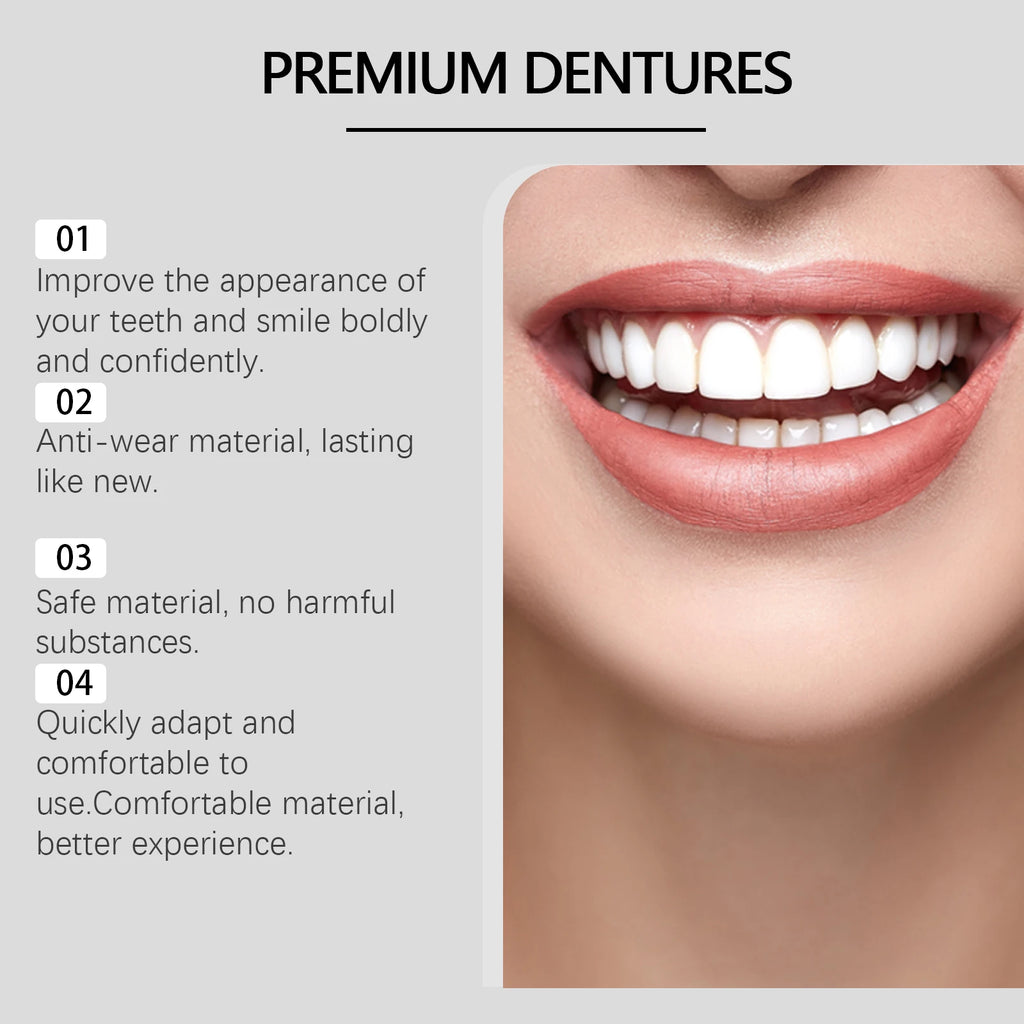 Soft Silicone Dentures to Eat Enhance Chewing Ability Improve Dark Tooth Loss Temporary Orthodontic Braces False Teeth Full Set Qme