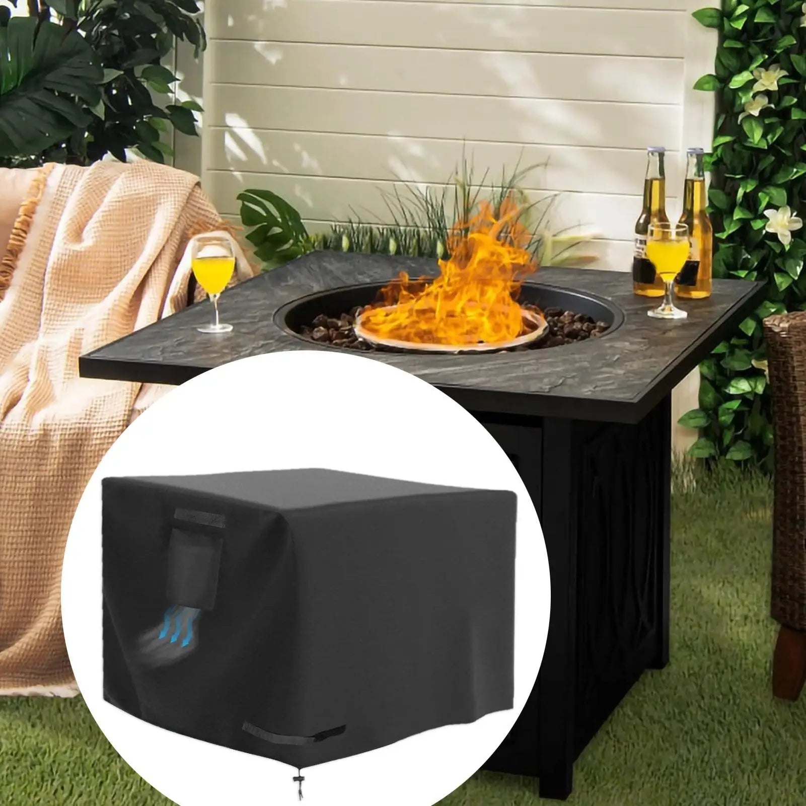 Fire Pit Covers 30 Inch Waterproof Protector Fire Table Covers For Patio Porch Camping Indoor Outdoor Home Yard Qme