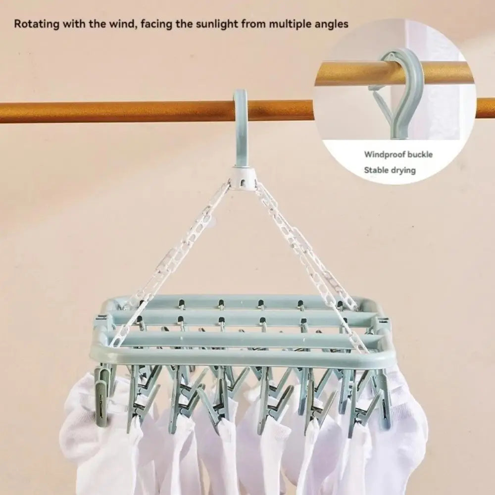 Multi-Functional Windproof Socks Clip Folding Drying Hangers Household Plastic Home Clothing Socks Drying Hangers Qme