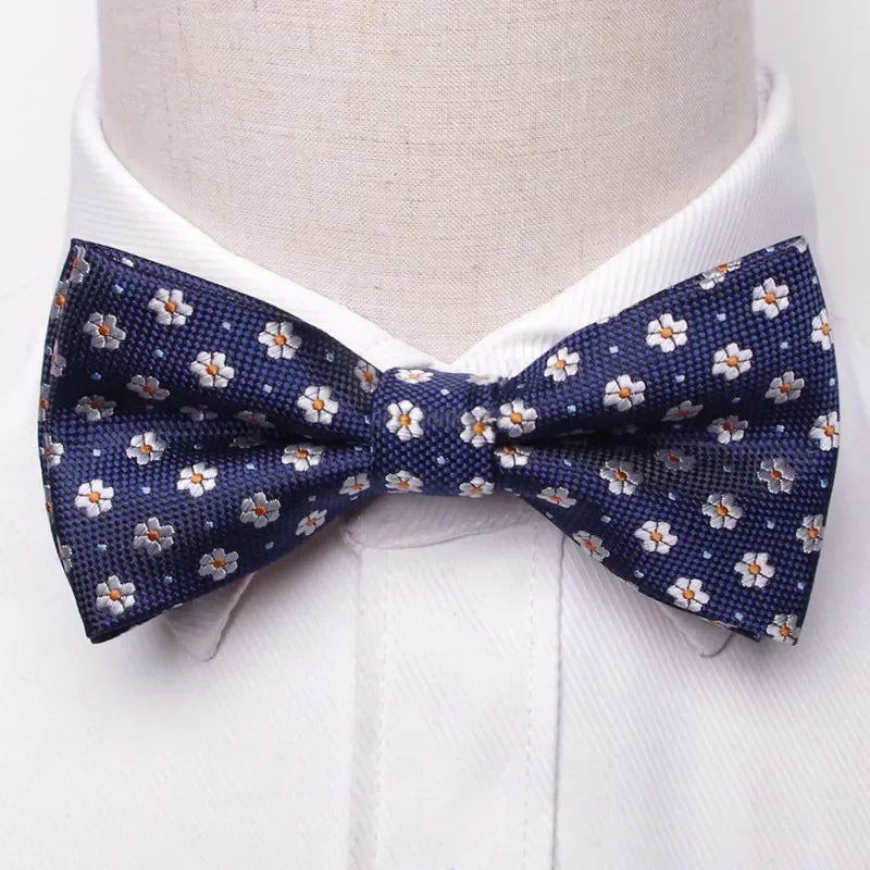 Classic Black Men Bow Ties Fashion Polyester Bowtie Woven Dot Checked Stripped Butterfly Wedding Dress Mens Formal Dog Butterfly Qme A7