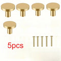 Brushed Brass Cabinet Knobs,Gold Round Drawer Pulls,Single Hole Furniture Handles For Kitchen Cabinets,Dresser,Wardrobe,Bathroom Qme 5pcs