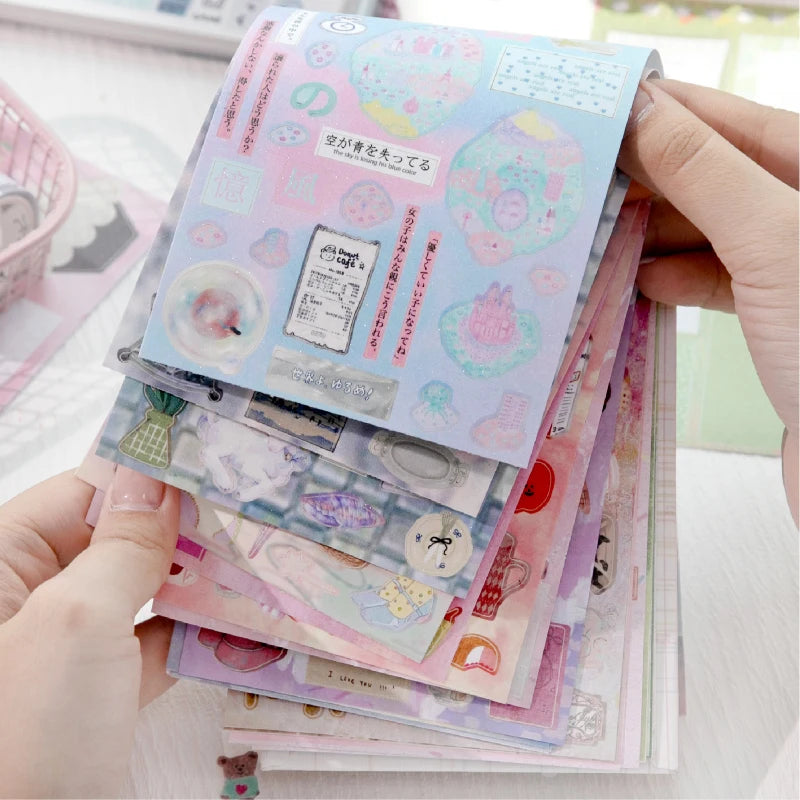 30sheets Kawaii Ins Virtual Garden Series Scene Die Cutting Sticker Book DIY Diary Clipper Book Aesthetics Stationery Stickers Qme
