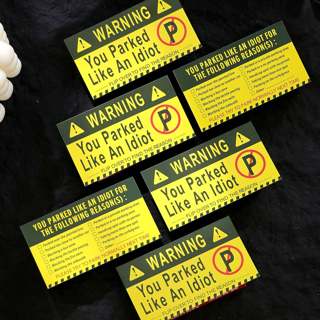 50 Pieces Bad Parking Cards You Parked Like an Idiot Funny Cardboard Parking Violation Cards with Multiple Violation Reasons Qme