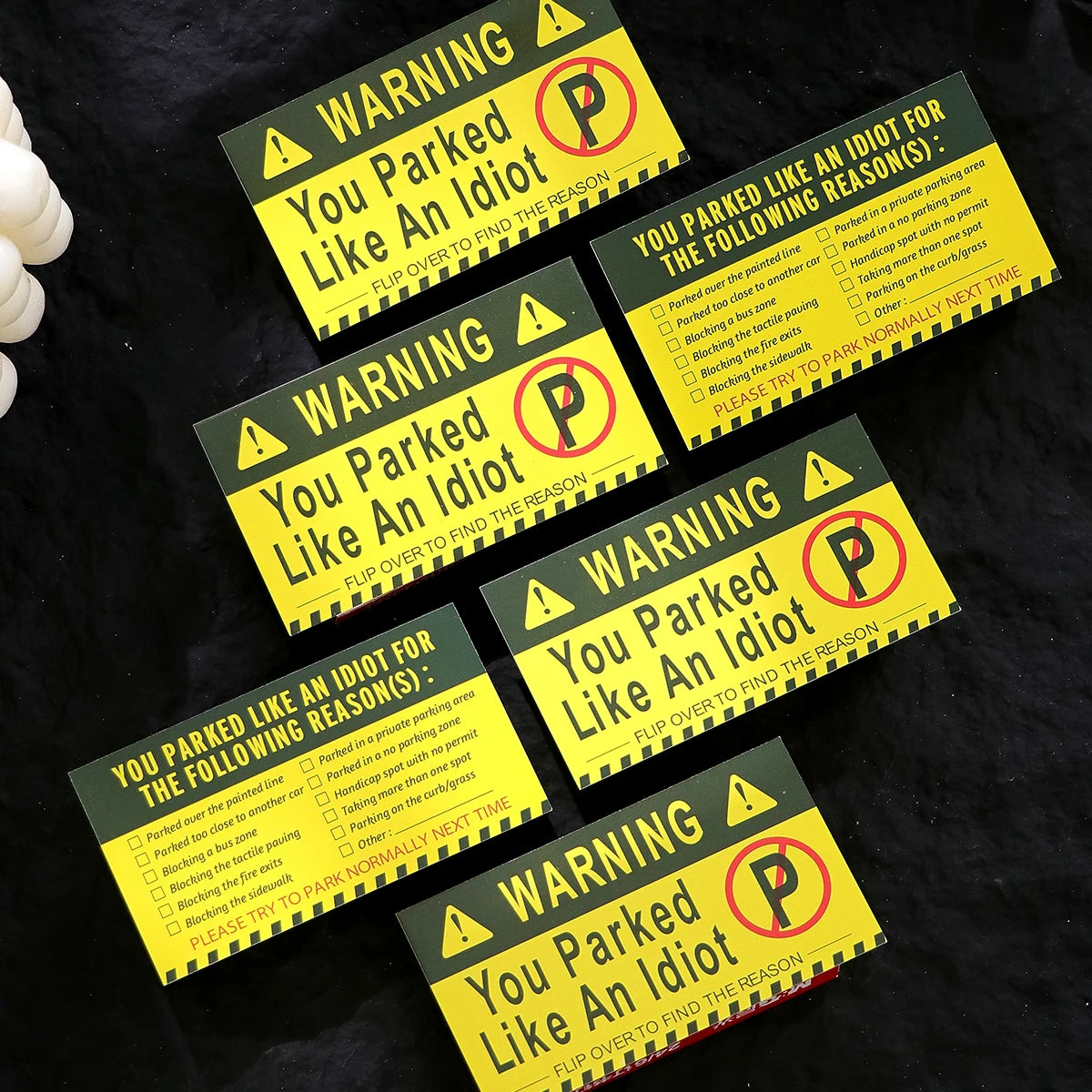 50 Pieces Bad Parking Cards You Parked Like an Idiot Funny Cardboard Parking Violation Cards with Multiple Violation Reasons Qme