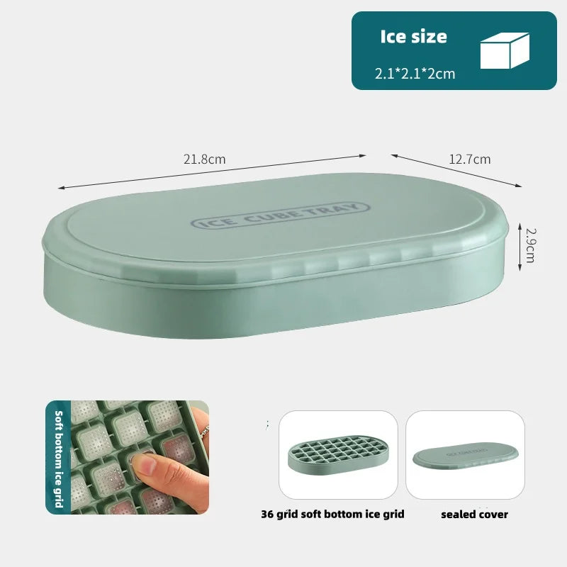 Press-type Ice Cube Mold Silicone Soft Bottom Large Capacity Ice Storage Box One Click Demolding DIY Stackable Covered Ice Maker Qme a layer