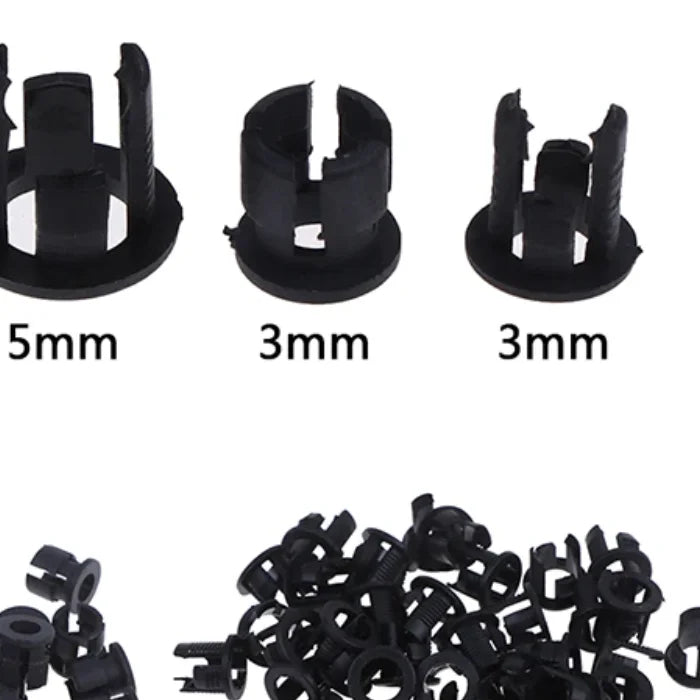 Plastic LED Holders Clips-bezels Mounts Cases Housings Black Qme