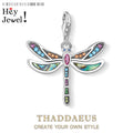 Colorful Dragonfly Charm Women Bohemia Fashion Jewelry Pure 925 Sterling Silver Pendant Qme Lobster Clasp