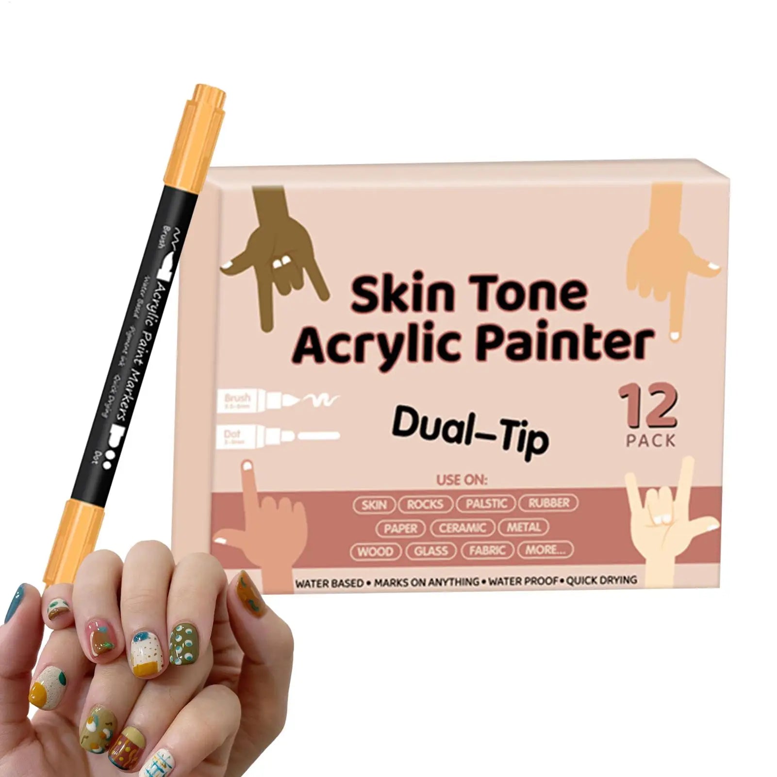 Nail Arts Graffiti Pen Body Painting Graffiti Skin Color Water-based Pen Dot Flower Hook Line Waterproof Acrylic Pigment Pen Qme