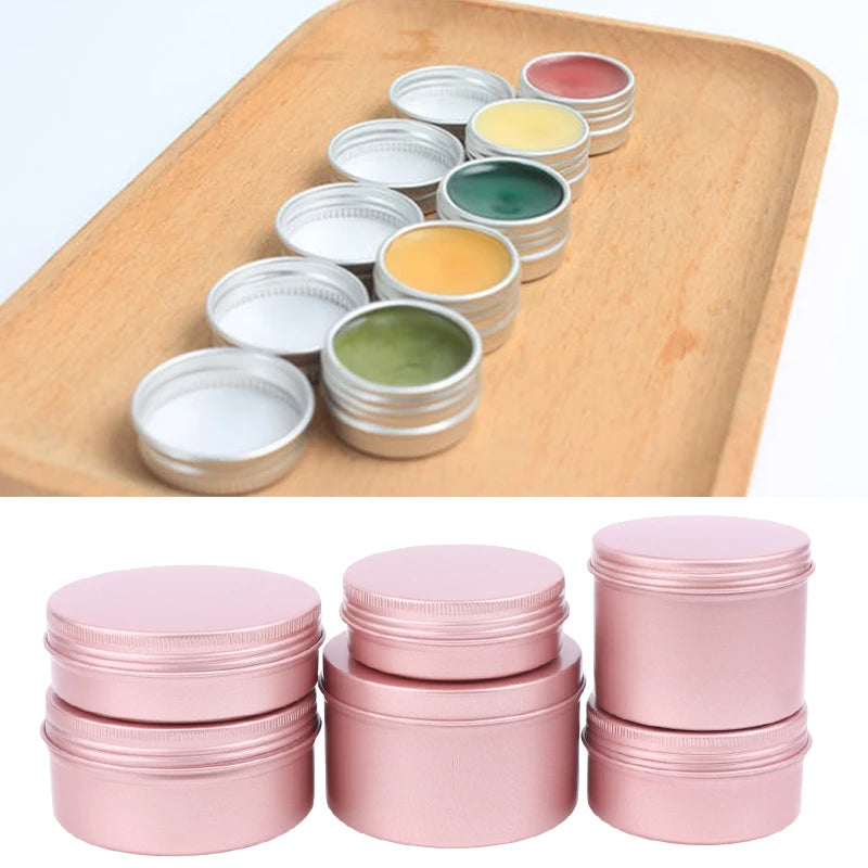 5 Refillable Cream Jars Tin Containers Screw-top Lids Lip Balm Nail Qme