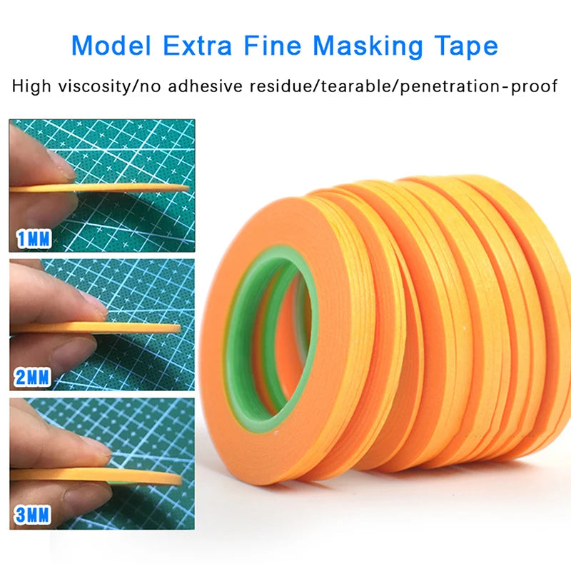 Model Spraying Coating Color Ultra Tape Fine DIY Special Masking Wide 1mm/2mm/3mm 18m Model Covering Tape Qme