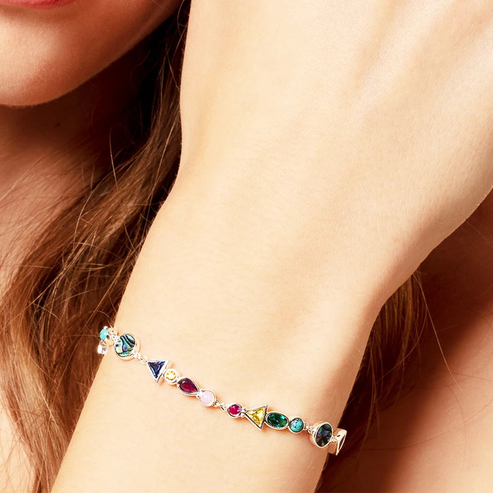 Paradise Journey Bracelets New Colourful Link Chain 925 Sterling Silver Fashion Jewelry Boho Gift For Women Qme