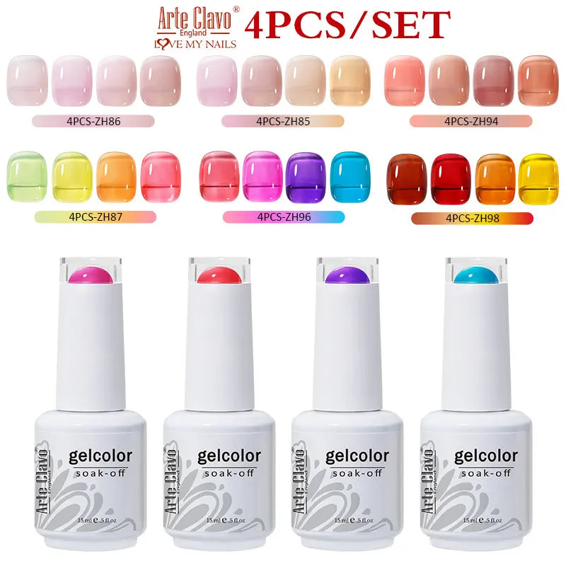 Arte Clavo Summer Series Jelly Nude Gel Polish Translucent Nail Qme