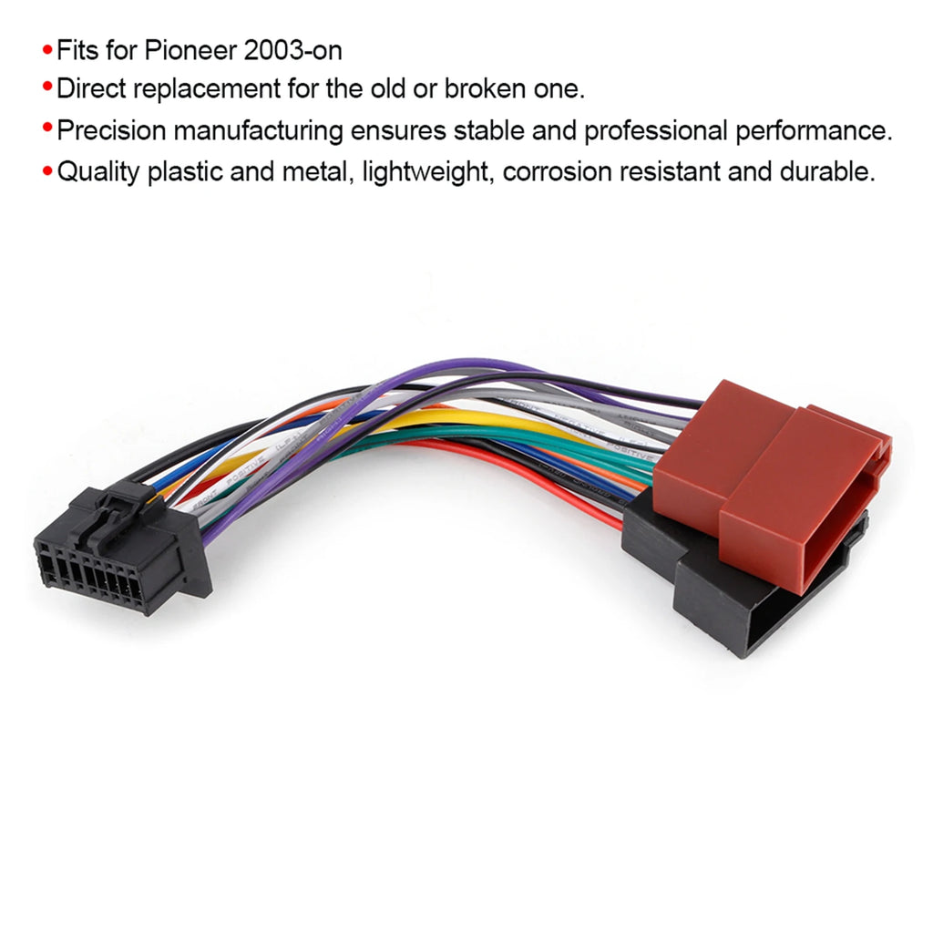 Stereo Harness 16pin Stereo Harness Car Stereo Harness 16pin Port to Mini Iso 8pin Plug Wiring Cable Fits for 2003‑on Qme
