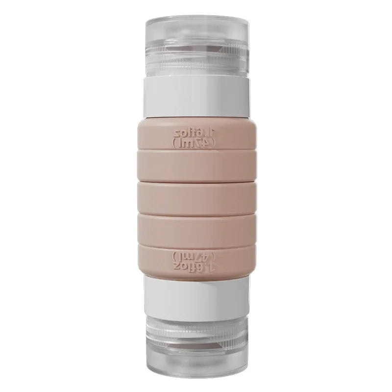 Silicone Dual Head Travel Dispenser Bottle Leak Proof Portable Qme pink Silicone