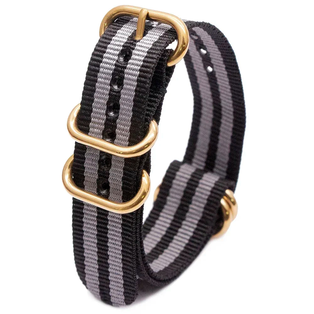 T 18MM 20MM 22MM 24MM Golden Round Buckle Watch Accessories Hot Fashion Simple Stripe Design Sport Watch Bands Qme 3Black 2Grey 22mm
