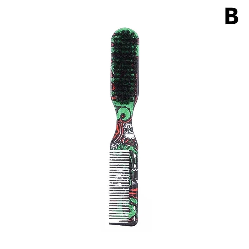 Double-sided Professional Barber Neck Dusting Horse Hair Brushes Oil Head Brush Face Mustache Salon Cleaning Hair Cutting Comb Qme B