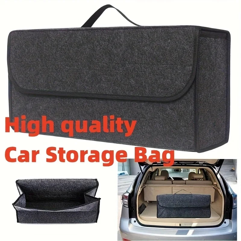 1-Pack Car Trunk Organizer: Foldable, ergonomic handle, for SUVs/sedans/trucks, durable fabric Qme