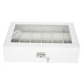 Watch Display Case 12 Grids PU Leather Watch Holder Wristwatch Display Case Jewelry Gift Storage Box Organizer for Watchmaker Qme white