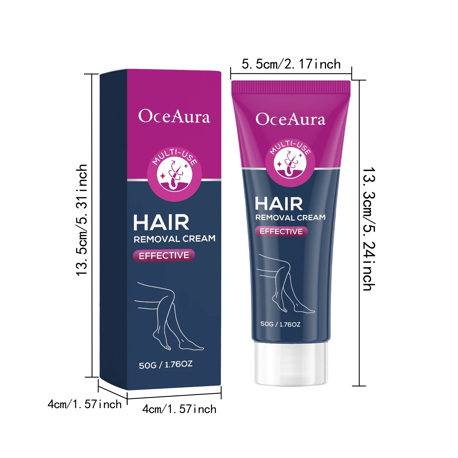OceAura Effective Hair Removal Cream Gentle Low-Irritation Quick Cleasing Dalicate Touch Hydration Smooth Body Depilatory Cream Qme