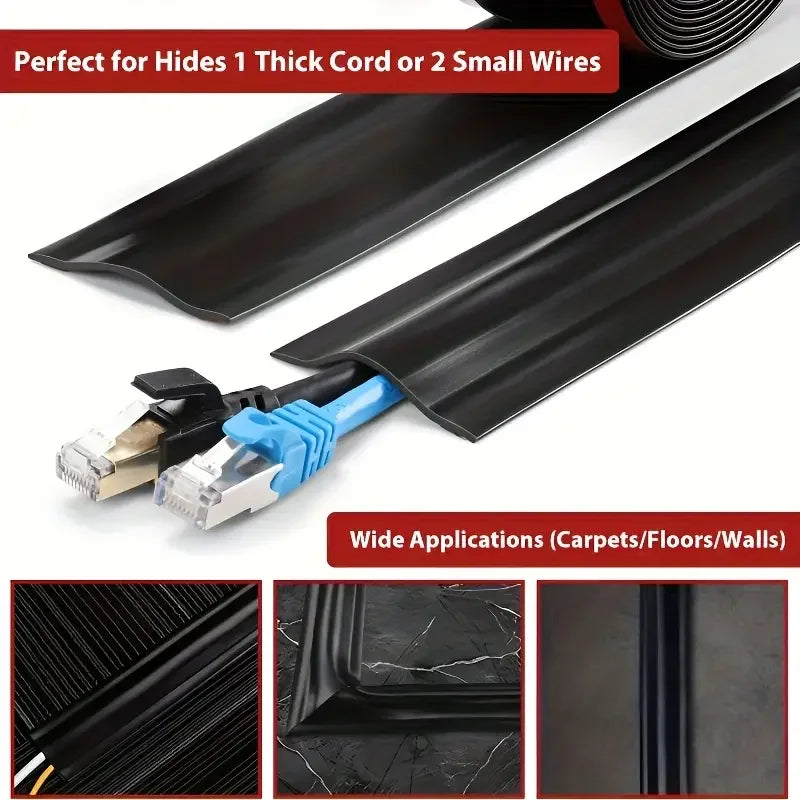 Cable Cover Protector PVC Self-Adhesive Wire Protection Strip Wear Resistant Prevent Trip Wall And Floor Wire Organizer For Home Qme