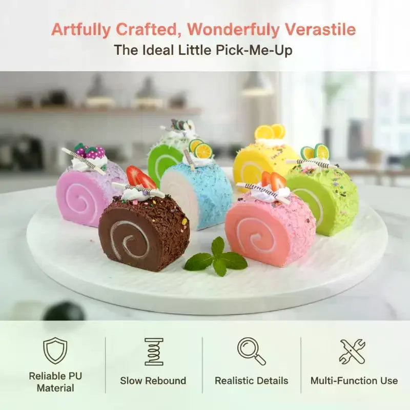 6 Pcs Realistic Artificial Roll Cake Models Vibrant Colors Lifelike Details For Home Decor Food Display Photography Props Qme