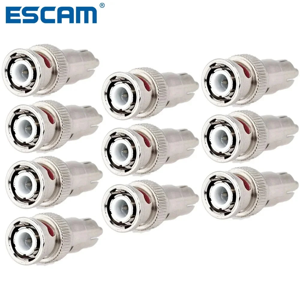 ESCAM 10pcs Wholesale BNC Male to RCA Female Coax Cable Connector Adapter F/M Couple for CCTV Surveillance Camera System Kit Qme China Mainland