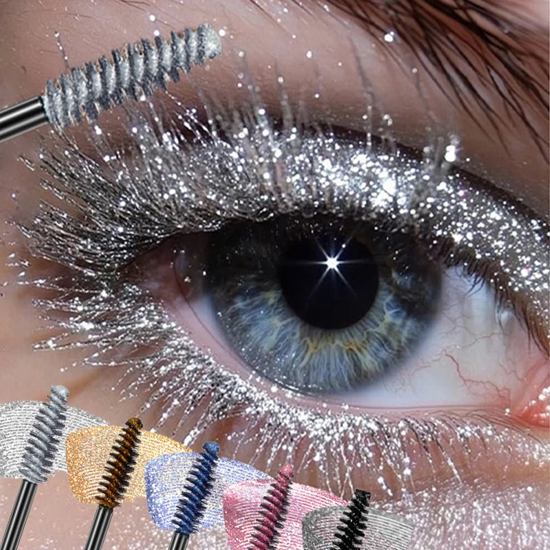 Snowflake Glitter Mascara, Smudge-Proof All Day Wear, Natural Lash Extension Effect, Flake Resistant Formula, Shimmer Mascara Qme