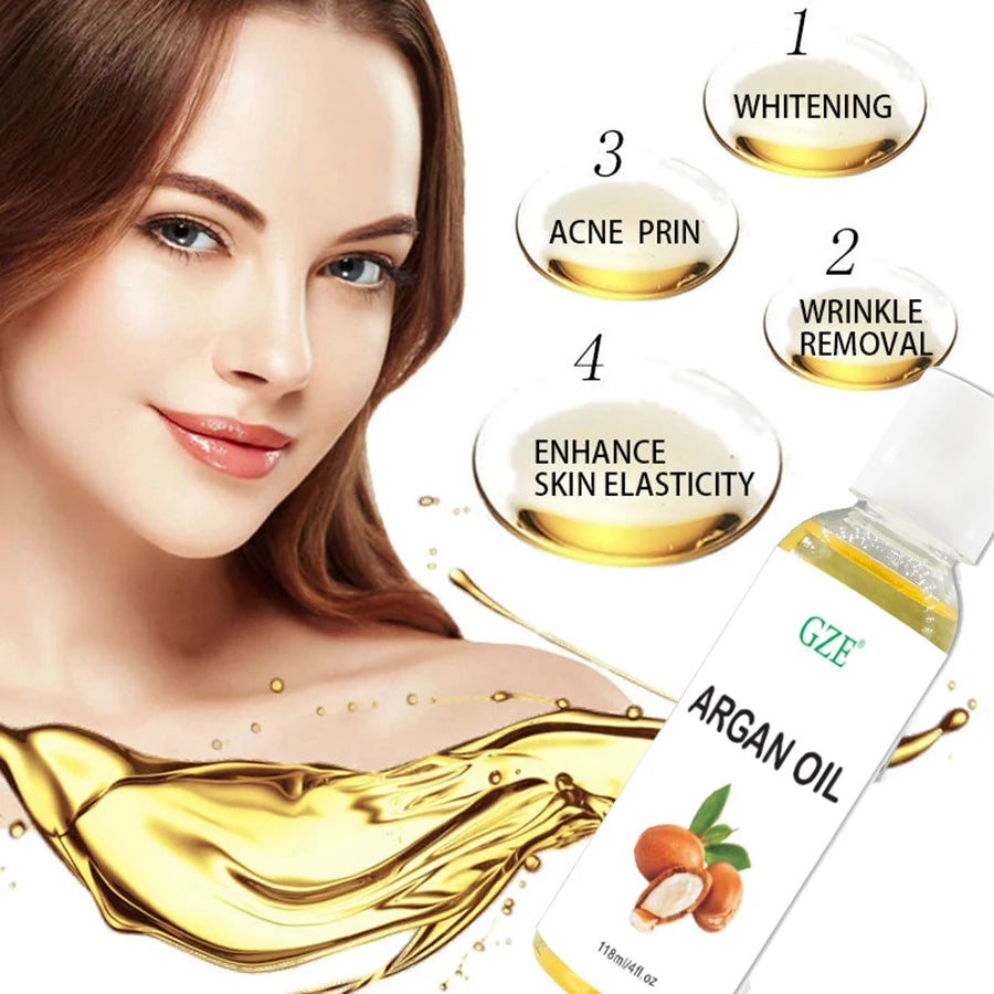 GZE Organic Moroccan Argan Oil Pure Cold Pressed Virgin Premium Grade Moisturizer for Dry, Damaged Skin, Hair, Face, Body, Scalp Qme