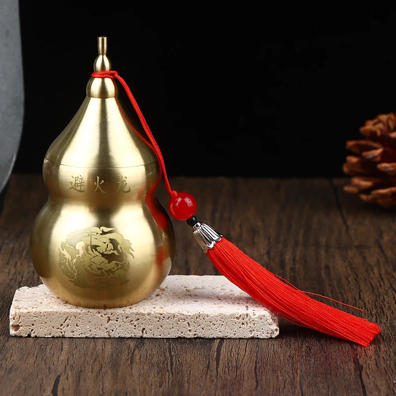 Brass Gourd Feng Shui Ornament With Tassel Feng Shui Decorative Collectible For Prosperity And Longevity Home Office Desk Decor Qme Red